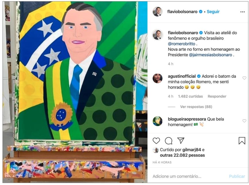 Romero Britto faz homenagem ao presidente Jair Bolsonaro e divide opiniões na internet.