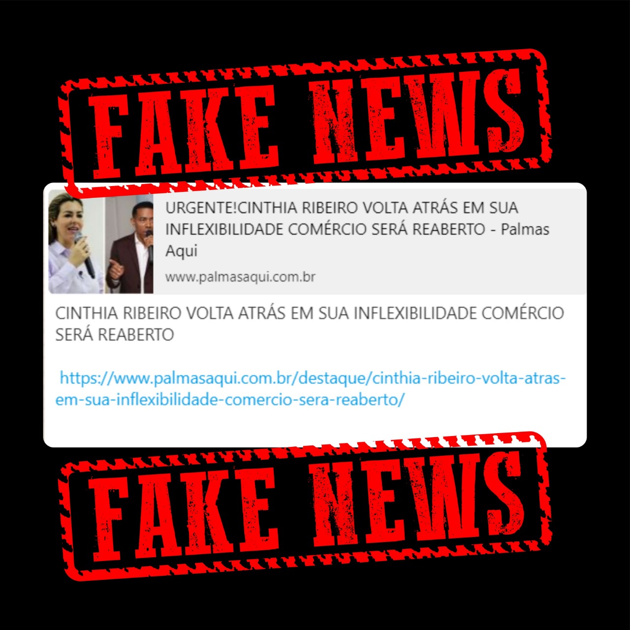 É fake! Prefeitura desmente site de notícias de Palmas que publicou fim da quarentena e abertura do comércio