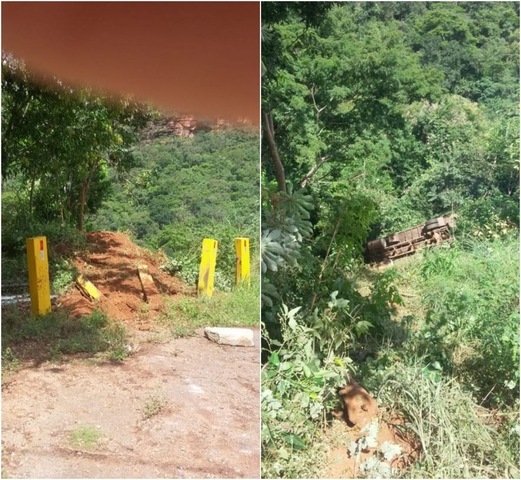 ACIDENTE | Caminhão-baú cai em ribanceira do mirante de Taquaruçu; motorista sobrevive