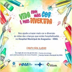 Giz de cera e lápis de cor podem ser doados para pacientes infantis do Hospital Municipal de Araguaína