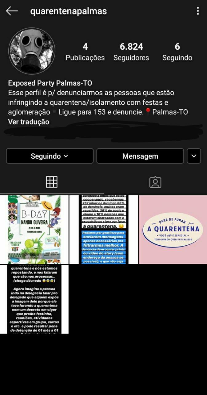 Exposed Party Palmas: Página no Instagram denuncia palmenses que estão quebrando as regras de distanciamento social; entenda