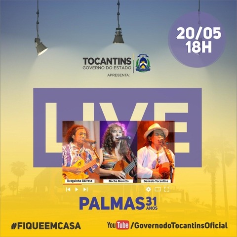 Governo do Tocantins anuncia live de comemoração do aniversário de Palmas