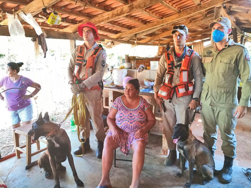 Cães do Corpo de Bombeiros ajudam a encontrar mulher desaparecida em assentamento no interior do Tocantins