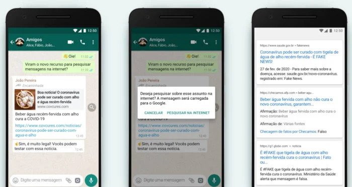 Combate às fake news: WhatsApp ganha botão 'Pesquisar' para checar fatos no Google; saiba mais