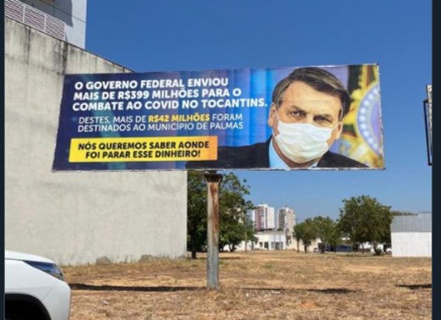 Outdoor com mensagem enganosa e apócrifa sobre a Prefeitura de Palmas é alvo de denúncia