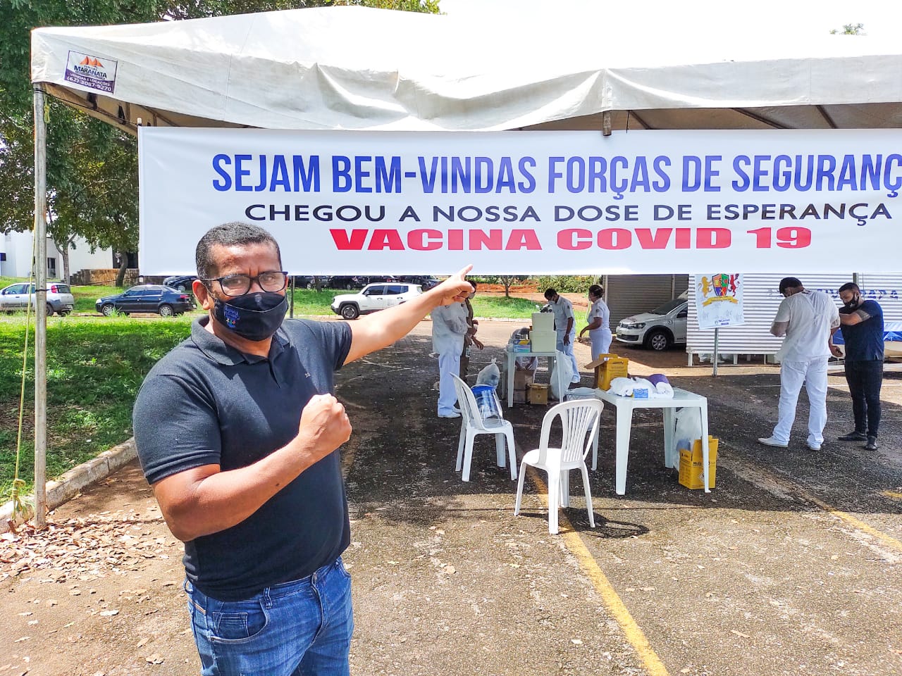Em Palmas, vereador Sgt. Júnior Brasão acompanha 1º dia de vacinação das Forças de Segurança Pública