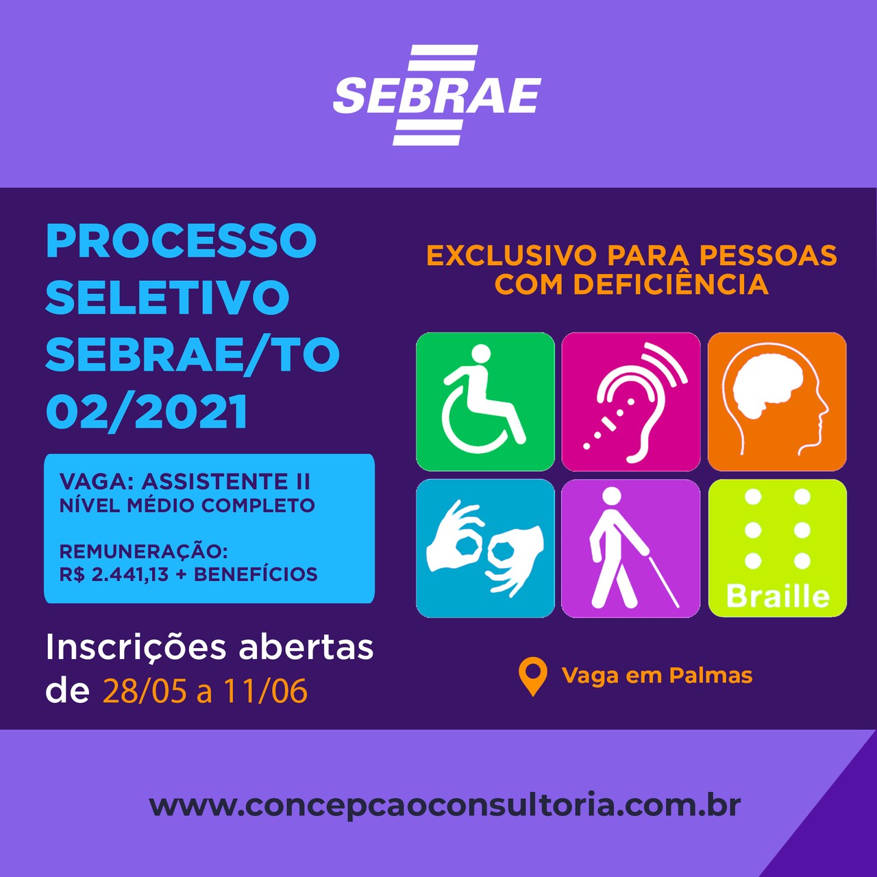 Inclusão: Sebrae Tocantins abre vaga exclusiva para pessoa com deficiência; salário ultrapassa R$ 2 mil