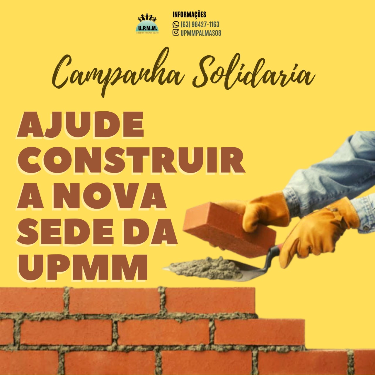 Campanha Solidária: ONG UPMM pede ajuda para construir sede em Palmas; saiba como colaborar