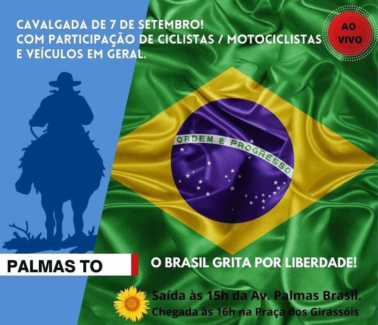 7 de setembro: Palmas terá cavalgada em manifestação de apoio ao presidente Jair Bolsonaro