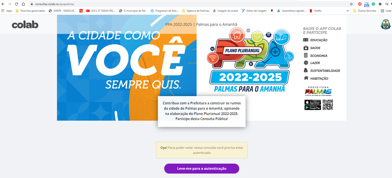 PPA 2022-2025: Em Palmas, Consulta Pública é em formato digital e tem 23 perguntas; veja como participar