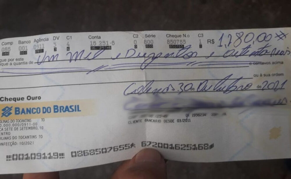 Suspeito de tentar comprar galões de óleo com cheque falso é preso pela PM em Guaraí