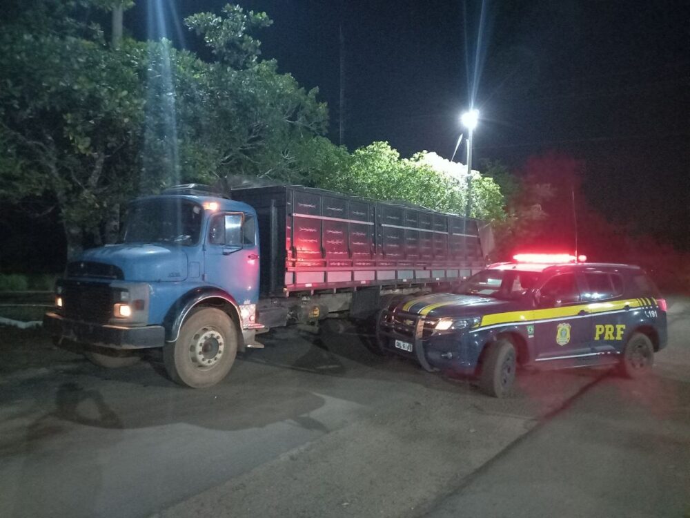 PRF apreende dois caminhões transportando madeira ilegal no interior do Tocantins