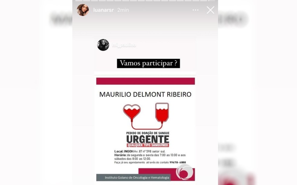 Família do cantor Maurílio, da dupla com Luiza, faz campanha na internet para conseguir doação de sangue