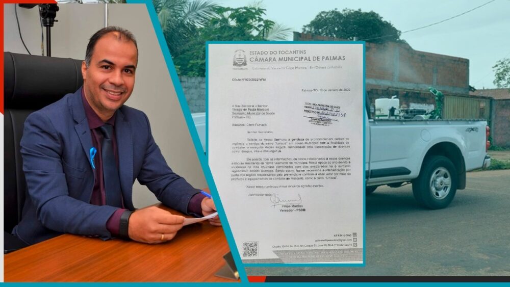 Após solicitação do vereador Filipe Martins, prefeitura inicia amanhã, 20, aplicação de fumacê em Palmas