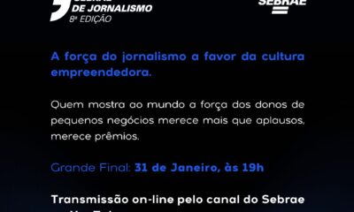 Prêmio Sebrae de Jornalismo: vencedores do concurso serão revelados nesta segunda, 31