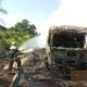 Incêndio na BR-153: Caminhão fica completamente destruído após pegar fogo na rodovia