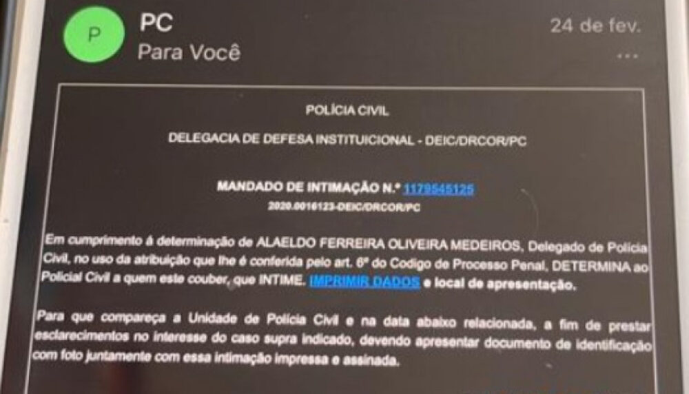 GOLPE: Polícia Civil do TO alerta para falso e-mail com intimação da instituição