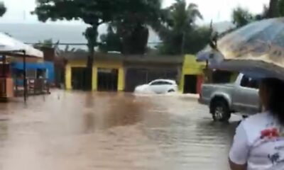 Chuva volumosa que cai em Palmas traz transtornos; vídeo mostra ruas alagadas em Taquaruçu