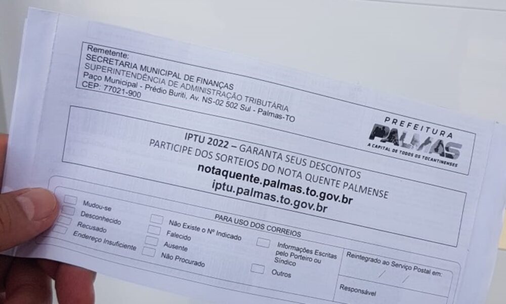 IPTU 2022: Contribuinte tem até esta terça-feira, 15, para pagar o tributo com desconto em Palmas
