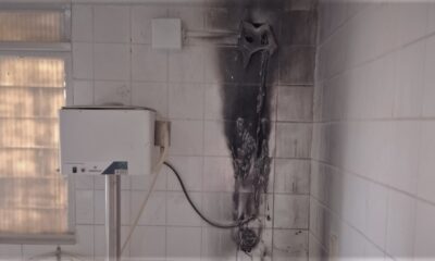 Bombeiros combatem incêndio em clínica médica de Araguatins; fogo pode ter começado com uma tomada superaquecida