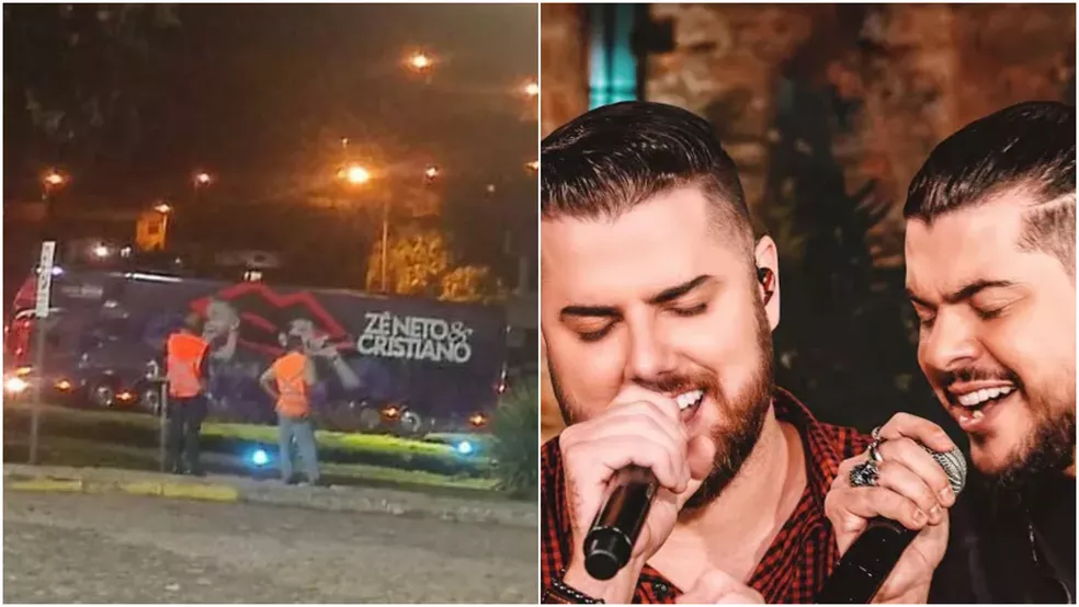 Ônibus da dupla Zé Neto e Cristiano sai escoltado de show em MG após apresentação ser cancelada