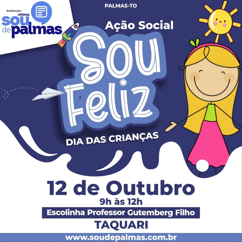 Jornal Sou de Palmas realiza nesta quarta, 12, uma ação social para a garotada do Jardim Taquari, na região Sul da Capital, em comemoração ao Dia das Crianças