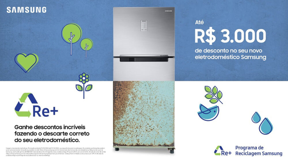 Samsung promove a troca de eletrodomésticos por cupons de descontos; valores podem chegar a três mil reais