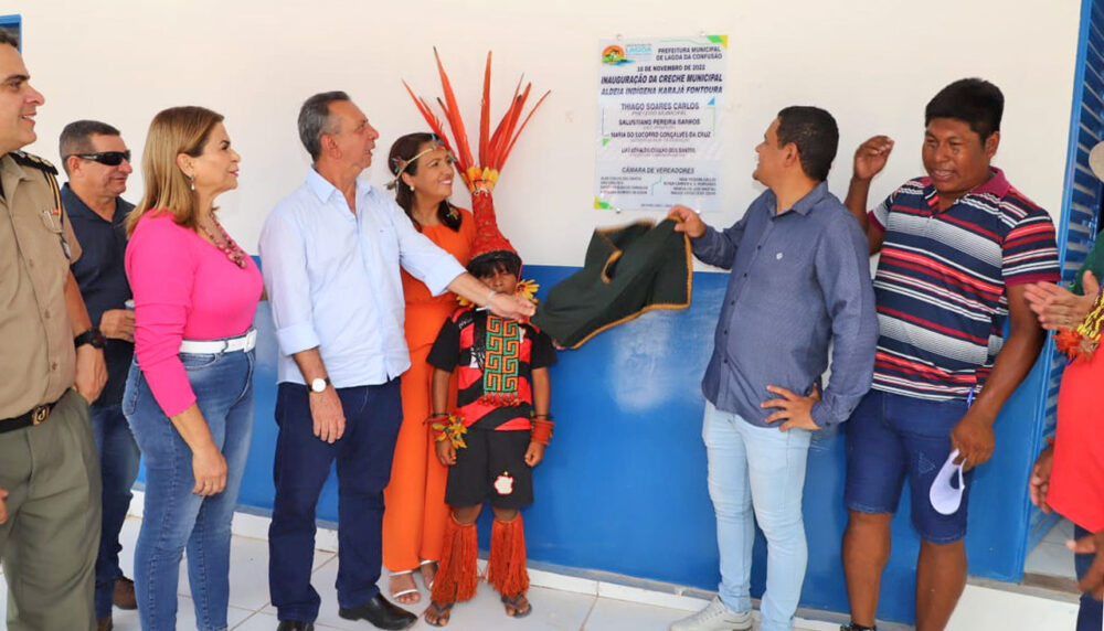 Creche é inaugurada em aldeia indígena de Lagoa da Confusão e governador em exercício marca presença