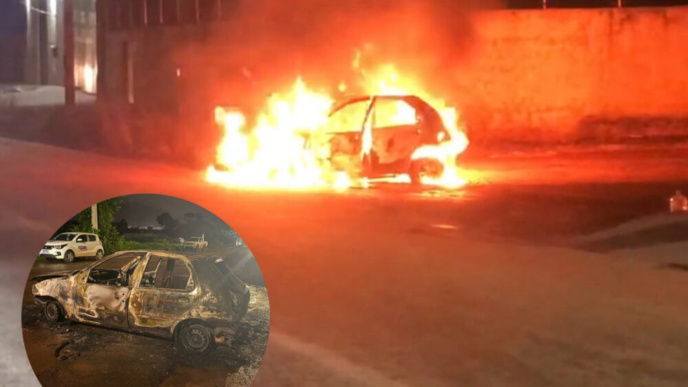 Carro pega fogo enquanto motorista dirigia em Araguaína