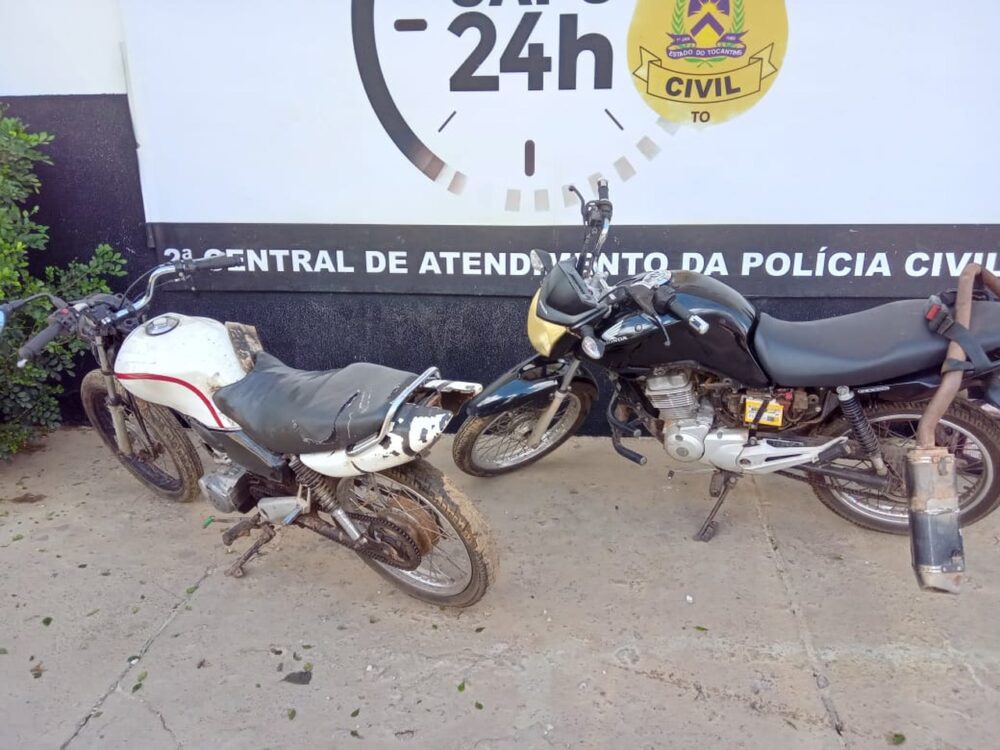 Dupla é presa pilotando motocicletas com restrições de furto e roubo em Lagoa do Tocantins