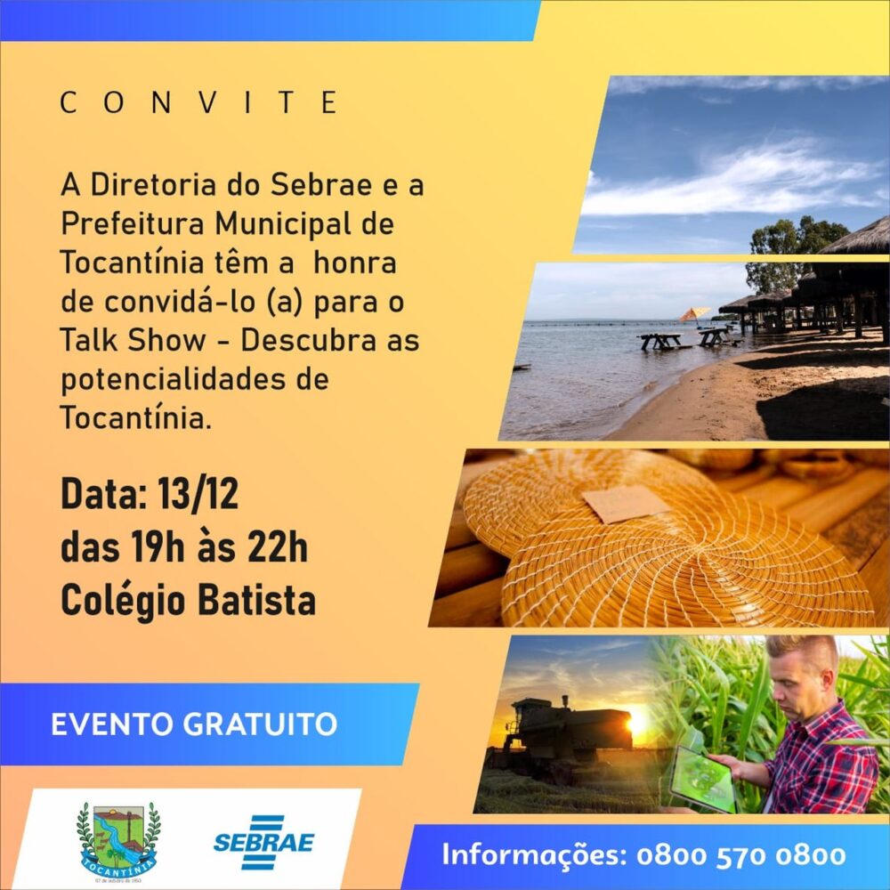 Sebrae Tocantins promove Talk Show sobre potencialidades de Tocantínia nesta terça-feira, 13