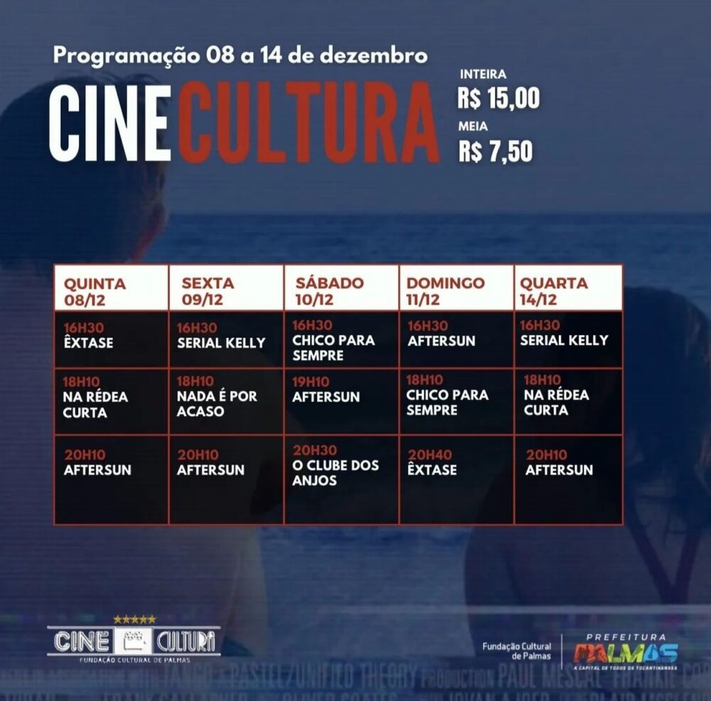 Confira a programação do Cine Cultura de Palmas para este final de semana