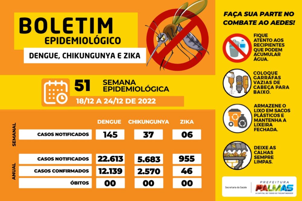 No acumulado do ano, Palmas confirma 12.139 casos de dengue