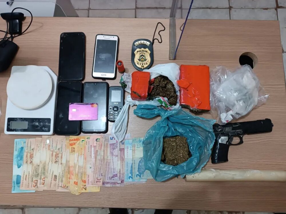 Em Dianópolis, polícia prende trio portanto armas e drogas; dois adolescentes também foram apreendidos