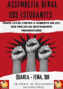 Alunos da UFT se mobilizam contra aumento de até 25% no valor da refeição do Restaurante Universitário e Assembleia Geral acontece no campus Palmas