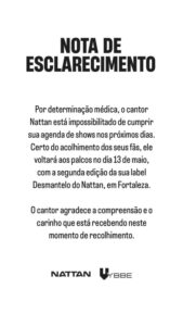 Show do cantor Nattanzinho, em Palmas, é cancelado um dia antes do evento; SAIBA DETALHES