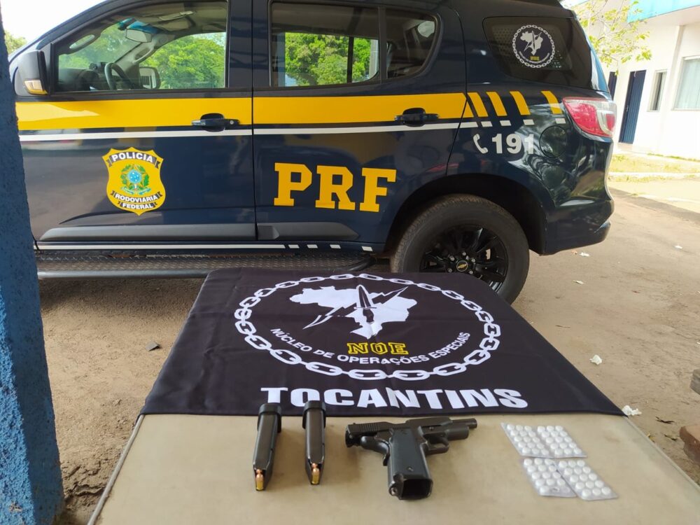 PRF encontra e apreende arma de fogo, munições e comprimidos de anfetamina com caminhoneiro em Paraíso do Tocantins