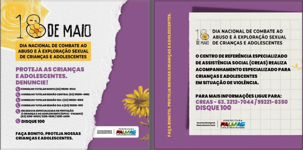 Caminhada para promover segurança de crianças e adolescentes contra abuso sexual é marcada para esta quinta-feira (18), em Taquaralto