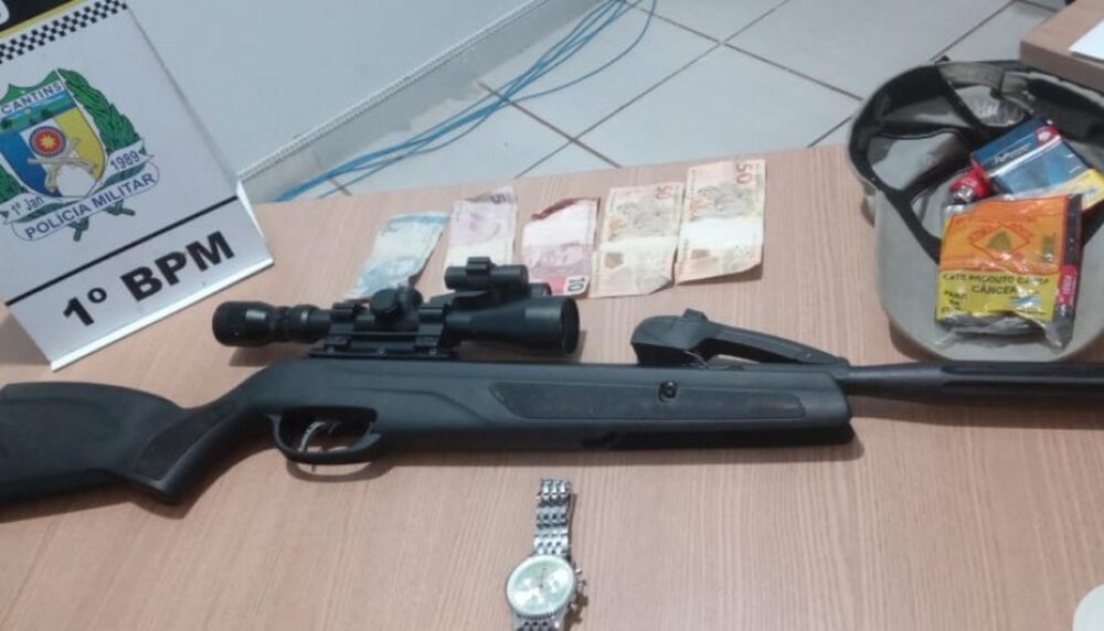 Foragido por homicídio cometido em Goiás é preso pela PM com rifle e relógios furtados na região norte de Palmas