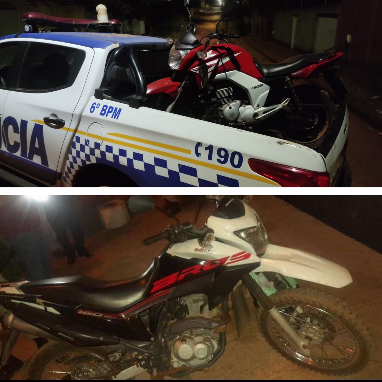 Ações de militares do 6° Batalhão resultam na recuperação de duas motocicletas com restrições de furto/roubo na região Sul de Palmas