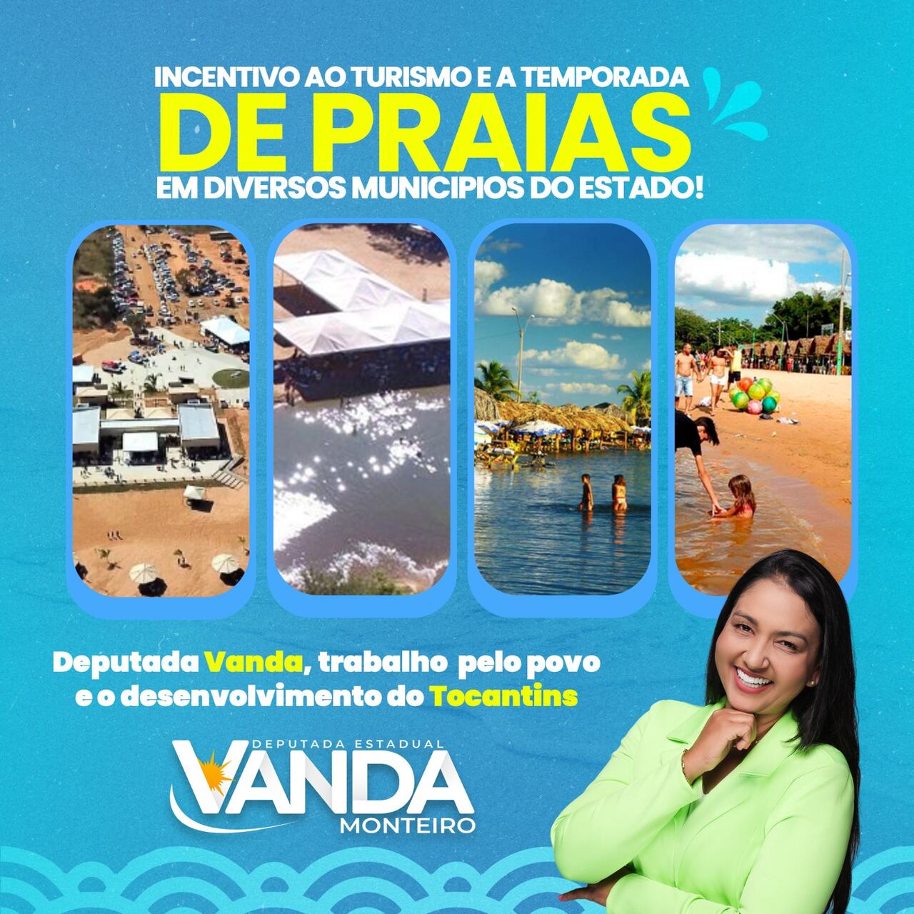 Deputada Vanda Monteiro incentiva o turismo de praias em diversos municípios do Tocantins
