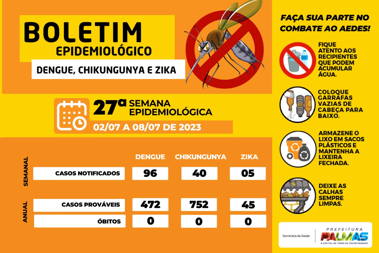 Palmas registra 96 casos suspeitos de dengue nesta quarta, 12; veja detalhes do boletim