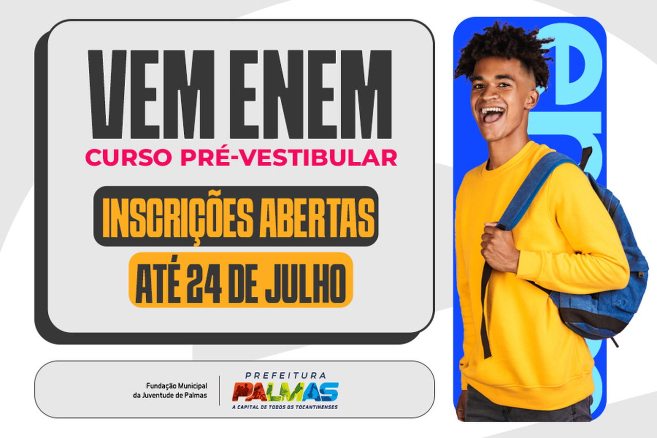 Vem Enem 2023: Prefeitura de Palmas promove curso pré-vestibular gratuito para jovens de baixa renda; saiba como participar