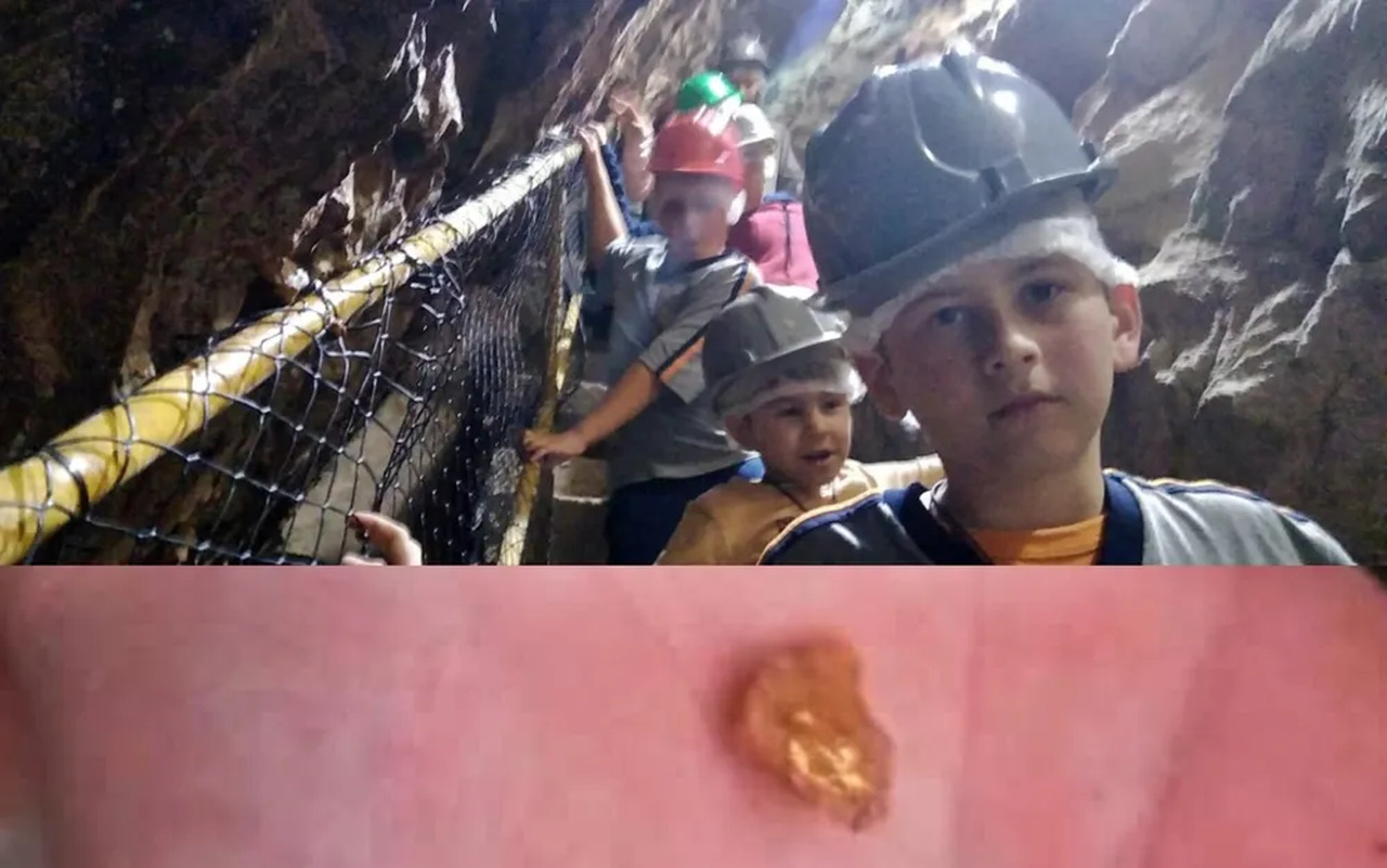Aluno de 12 anos acha pepita de ouro durante excursão em mina inativa em MG: ''Vi um negócio brilhando, pensei que era sujeira''