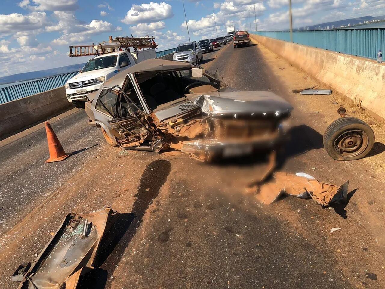 Acidente na ponte causa congestionamento no trajeto que liga Palmas a Luzimangues