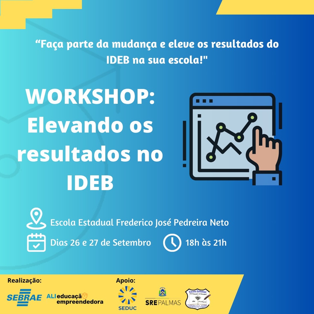 Workshop para a comunidade educacional avaliar e propor melhorias para os indicadores do IDEB é promovido pelo Sebrae TO; confira