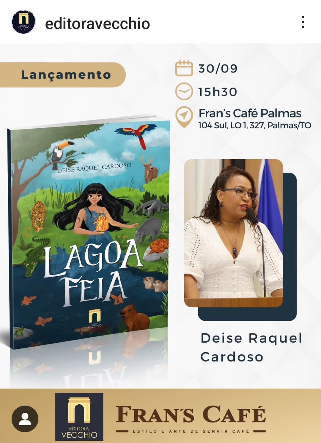 Professora e escritora, Deise Raquel Cardoso lança novo livro 'Lagoa Feia' no próximo dia 30 em Palmas
