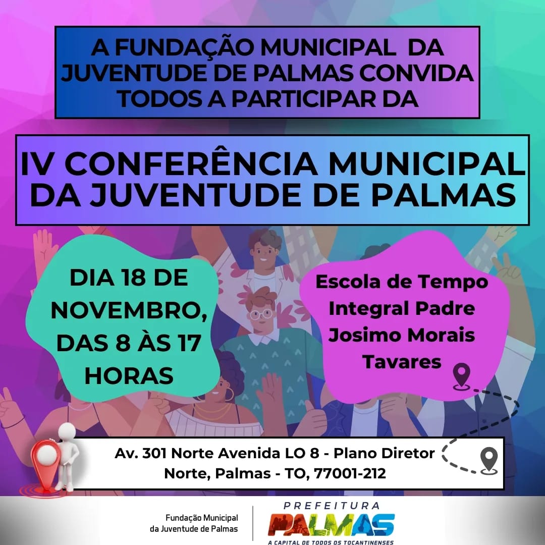 IV Conferência Municipal da Juventude de Palmas acontece neste sábado (18); confira programação completa