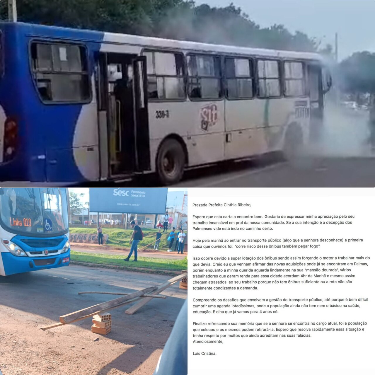 Ônibus pegando fogo, protestos e até uma carta aberta à prefeita: a luta dos palmenses com a transição do transporte coletivo da Capital