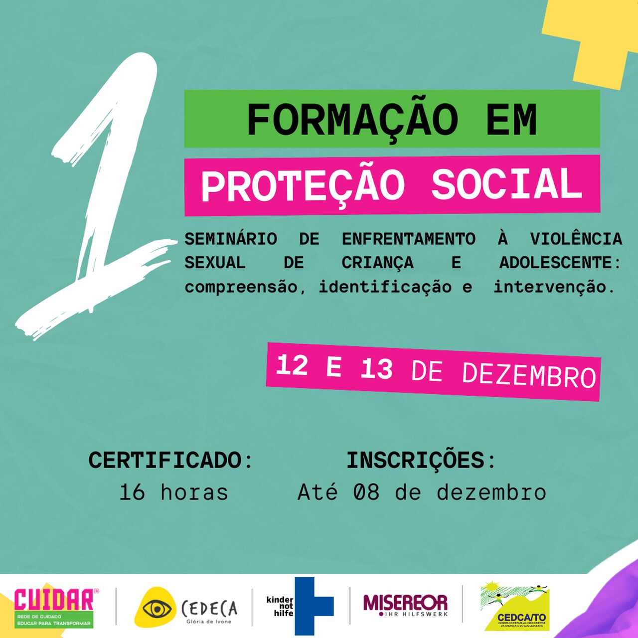 Seminário de enfrentamento à violência sexual de crianças e adolescentes acontecerá em Palmas, nos dias 12 e 13 de dezembro